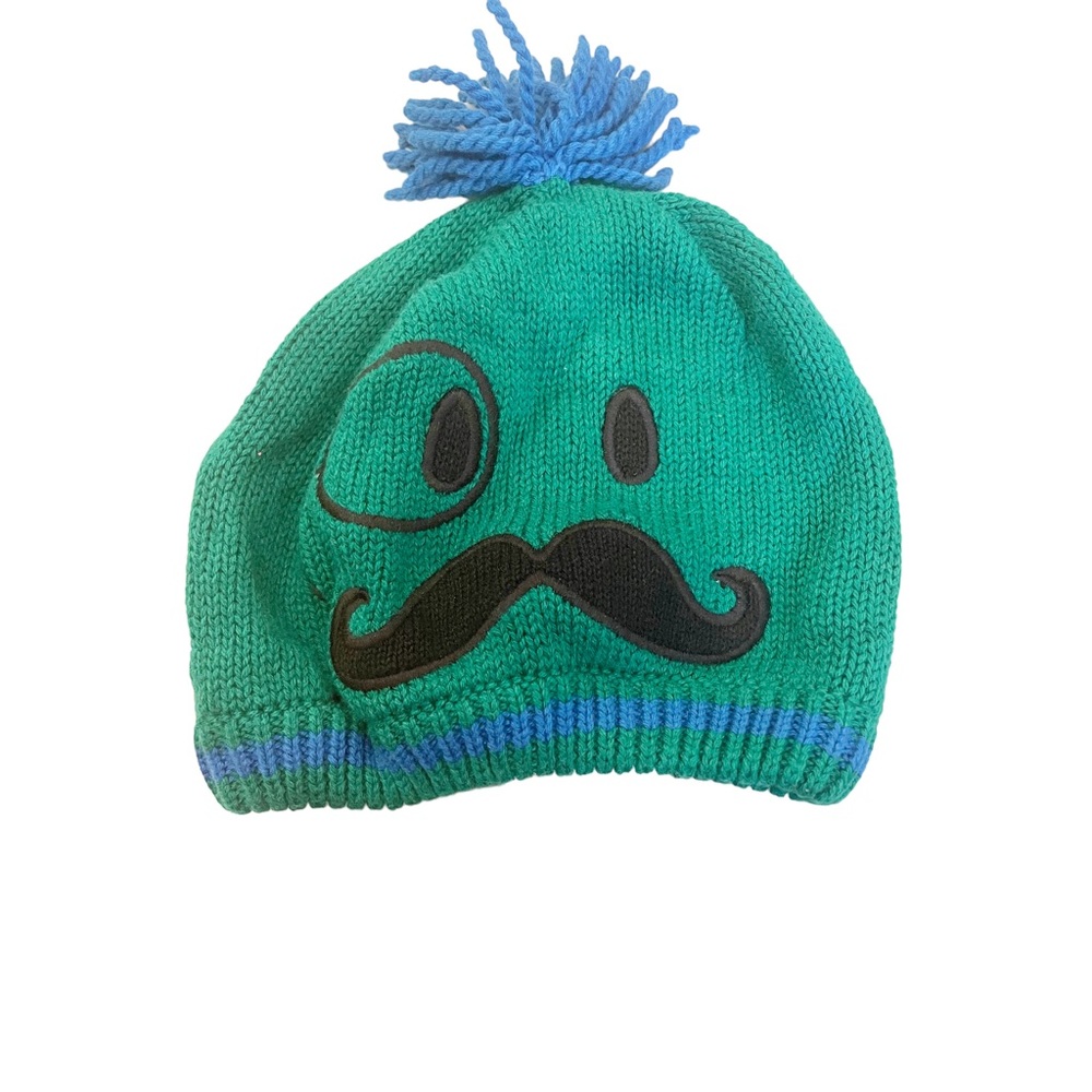 NWT Gymboree Hat with Face Beanie Warm Green with Tassel on Top Boys Size 2T-3T